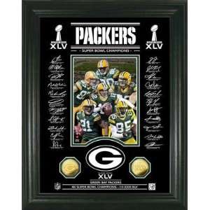 Super Bowl XLV Champions 24KT Gold Coin Signature Etched Glass Photo 