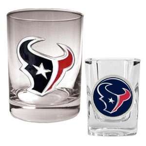  NIB Houston Texans NFL Liquor Rocks & Shot Glass Sports 