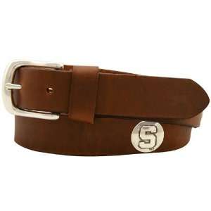  Michigan State Spartans Brown Leather Coaches Belt (36 