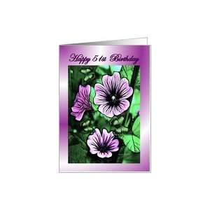   Specific 51st ~ Purple Mulva Flowers & Butterflies Card Toys & Games
