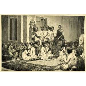 1878 Wood Engraving Jainism Jains Bombay Mumbai India 