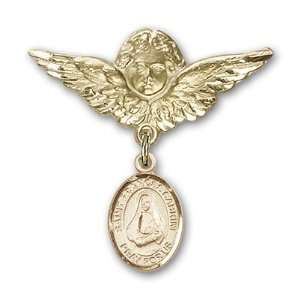   Baby Badge with St. Frances Cabrini Charm and Angel w/Wings Badge Pin