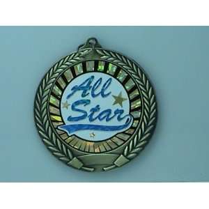  2 3/4 Gold SUN Mylar All Star Medals with Red White Blue 