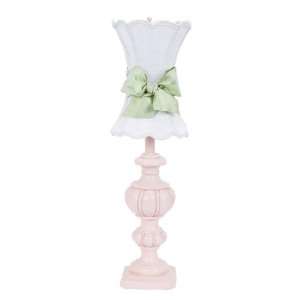   in Pink with White Scallop Hourglass Shade and Modern Green Sash Baby
