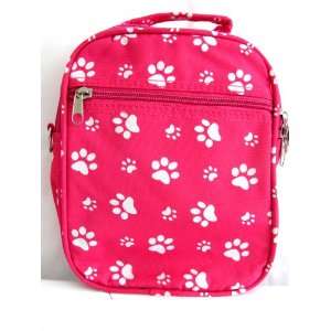  Designer Raspberry Paw Print Day Pack or Lunch Bag 