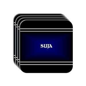 Personal Name Gift   SUJA Set of 4 Mini Mousepad Coasters (black 
