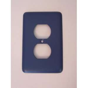   Blue Single Duplex Stamped Steel Outlet Cover Plate