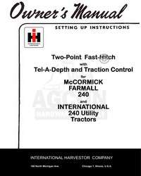 International Farmall Two Point Fast Hitch 240 Manual  