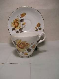   China Teacup and Saucer Yellow Roses Design Made in England  