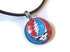 Grateful Dead Steal Your Face Glass Bubble Pendant With FREE Necklace