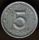 EAST GERMANY   5 PFENNIG 1949A KM# 2