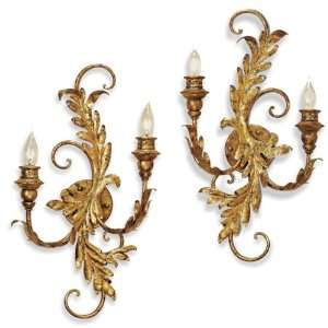  Panache Wall Sconce, Gold Leaf, Pair