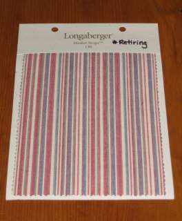 Longaberger MARKET STRIPE Fabric Sample Swatch Card EUC  