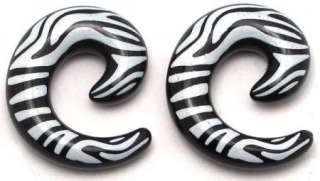 PAIR Zebra Horn Spiral Ear Expanders Stretchers  