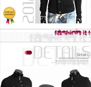 XL) Mens 2012 Slim Fit Designer Vintage Outerwear Coat Zip Up 