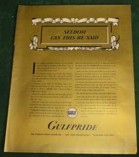 Vintage 1937 Gulf Gulfpride Motor Oil Ad Fortune  