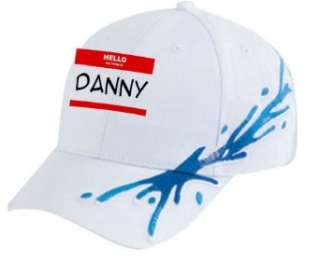  HELLO my name is DANNY White Splash Hat / Baseball Cap 