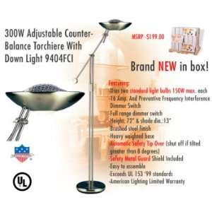   9404FCI 300W Adjustable Counter  Balance Torchiere With Down Light