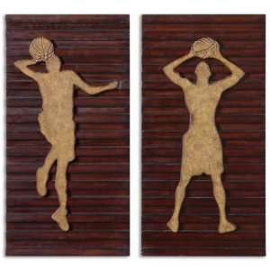 Uttermost 23.3 Inch Basketball Players (Set of 2) Wall Mounted Mirror 