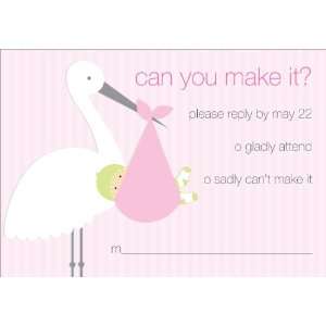  Stork Pink Baby Shower Reply Cards