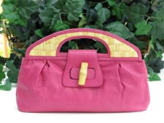 ELAINE TURNER STEPH BANANA LEAF PINK LTH CLUTCH BAG NEW  