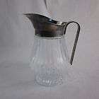 ANTIQUE OLD PRESSED CLEAR GLASS WATER PITCHER FLOWER  