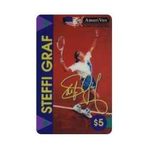 Collectible Phone Card $5. Steffi Graf (Tennis Champion) Playing On 