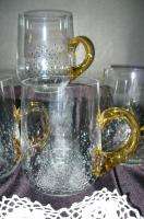   MURANO VENETIAN ART GLASS WINE CUP GLASSES AMBER HANDLES  