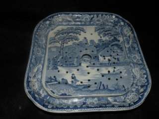 ANTIQUE STAFFORDSHIRE BLUE TRANSFERWARE WILD ROSE COVERED VEGETABLE W 