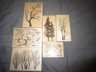 STAMPSCAPES RUBBER STAMP LOT   TREES, CRACKED EARTH LOT OF 6  