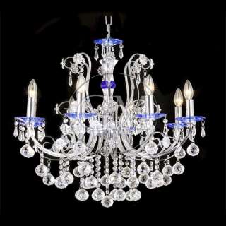 28D Hanging Pendant Crystal Chandelier Light Fixture colored Bobeches 