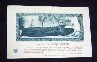 ST. CATHERINE LABOURE FRENCH RELIC HOLY CARD c1945  