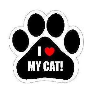  I Love My Cat Car Magnet Paw Print 