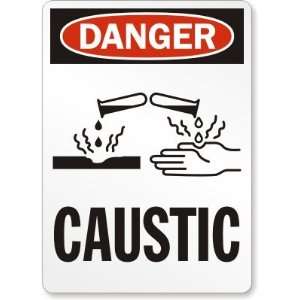  Danger Caustic (with graphic), Vertical Plastic Sign, 14 