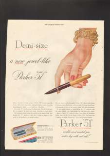 1947 Print Ad Parker 51 pen superchrome ink hand bracelet demi size 