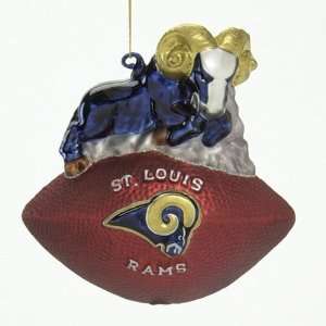  BSS   St. Louis Rams NFL Glass Mascot Football Ornament (6 