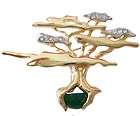 Swarovski Crystal & Real Green Agate 18ct Gold Plated Tree of Life 