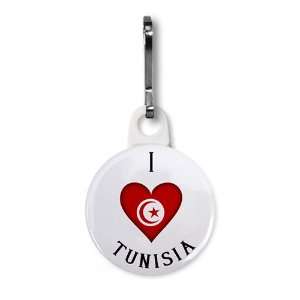  I HEART TUNISIA World Flag 1 inch White Zipper Pull Charm 