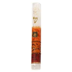    Plastic Mezuzah with Pomegranate, Leaves and Shin 