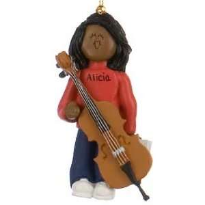  Personalized Ethnic Cello Player   Female Christmas 
