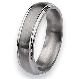 Chisel Ridged Edge Satin and Polished Titanium Ring (7.0 mm)   Size 11 