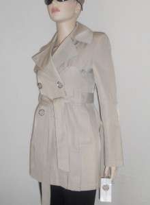 VIA SPIGA WOMENS DOUBLE BREASTED SCARPA BELTED BEIGE TRENCH COAT PS $ 