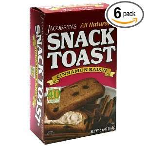 Jacobsens Cinnamon Raisin Snack Toast, 5.6 Ounce (Pack of 6)  