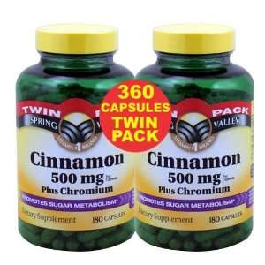 Spring Valley   Cinnamon 500 mg Plus Chromium, Twin Pack, 2 Bottles of 