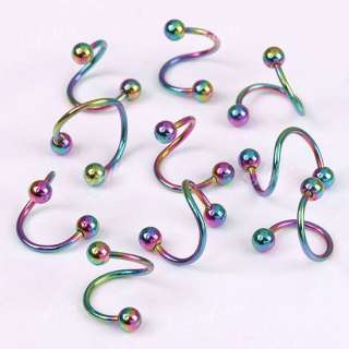 Colorful Steel Twister Eyebrow Cartilage Earring 10 Lot  