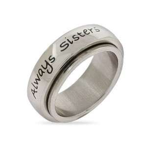  Always Sisters Forever Friends Stainless Steel Ring Size 8 