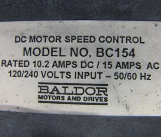 USED BALDOR DC MOTOR SPEED CONTROLLER MODEL BC154  