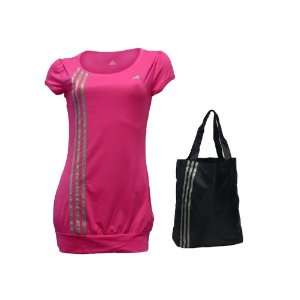  Adidas Womens Cerise Gym T Shirt Top & Bag  P90273 Sports 