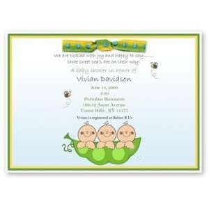 Sweet Peas in the Pod Triplets Baby Shower Invitation