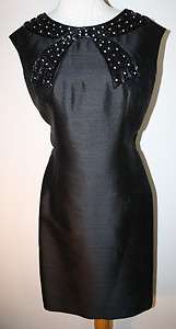   Black Silk Beaded Crystal Bow Special Occasion Evening Dress 16  